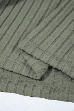 Mist Green Thermal Ribbed Texture Drop Shoulder Button Up Shirt