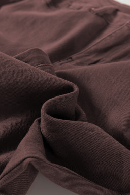 Coffee Solid Color Loose Straight High Waist Jeans