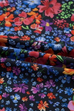 Blue Floral Print V Neck Long Sleeve Flowy Maxi Dress