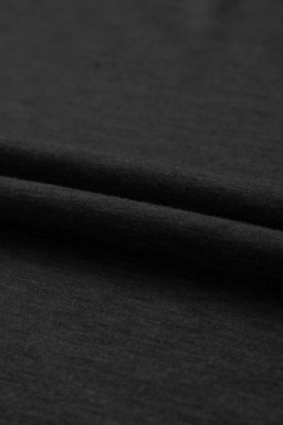 Black Plain V Neck Long Sleeve Top