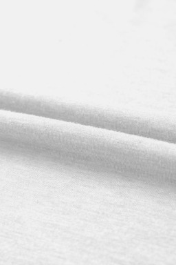 White Plain V Neck Long Sleeve Top