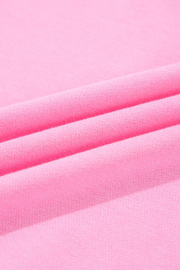 Pink Frill Tiered Patchwork Ribbed Trim Flowy Plus Size Top