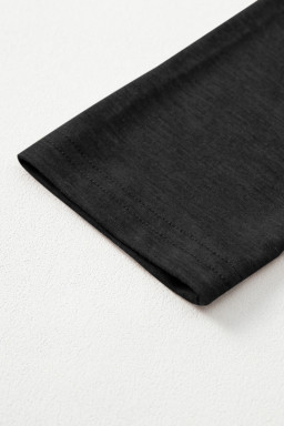 Black Plain V Neck Long Sleeve Top