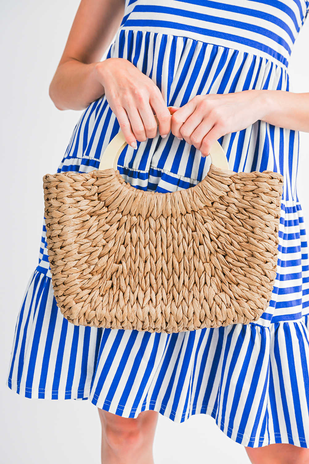 Camel Retro Straw Woven Tote Bag