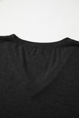 Black Plain V Neck Long Sleeve Top