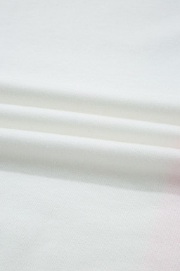 White Floral Colorblock Patchwork Notched Neck Long Sleeve Top