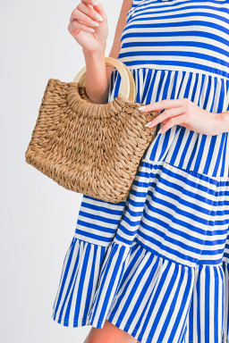 Camel Retro Straw Woven Tote Bag