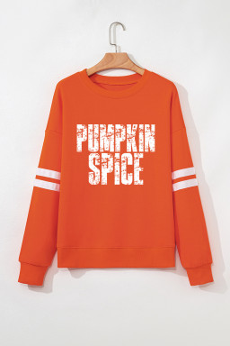 Orange PUMPKIN SPICE Heat Transfer Printing Graphic Casual Sweatshirt