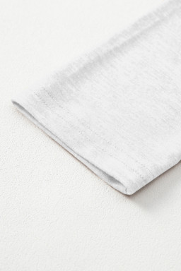 White Plain V Neck Long Sleeve Top