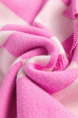 Pink Checkered Button Collared Sweater