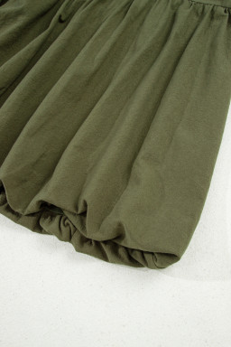Green Plus Size Long Sleeve Ruffle Hem Mini Shirt Dress