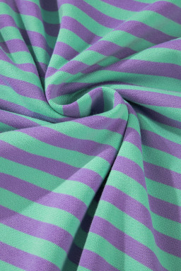 Blue Striped Contrast Trim Drop Shoulder Sweatshirt