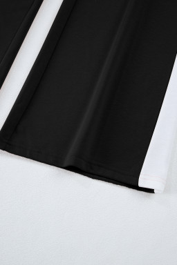 Black Contrast Trim Long Sleeve Pullover and Pants Set