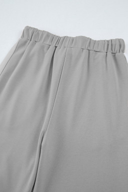 Gray Contrast Trim Long Sleeve Pullover and Pants Set