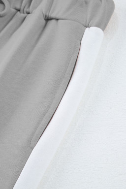 Gray Contrast Trim Long Sleeve Pullover and Pants Set