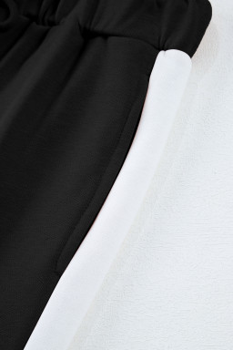 Black Contrast Trim Long Sleeve Pullover and Pants Set