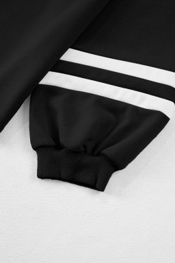 Black Contrast Trim Long Sleeve Pullover and Pants Set