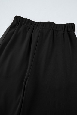 Black Contrast Trim Long Sleeve Pullover and Pants Set