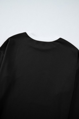 Black Contrast Trim Long Sleeve Pullover and Pants Set