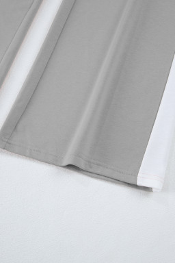 Gray Contrast Trim Long Sleeve Pullover and Pants Set