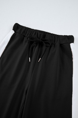 Black Contrast Trim Long Sleeve Pullover and Pants Set