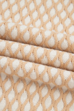 Smoke Gray Checkered Textured Knit Mock Neck Sweater