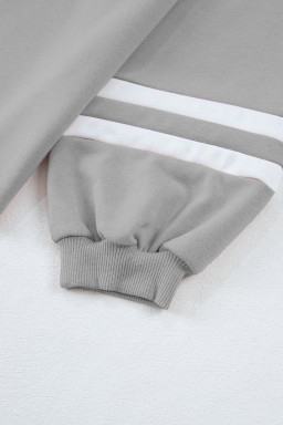 Gray Contrast Trim Long Sleeve Pullover and Pants Set