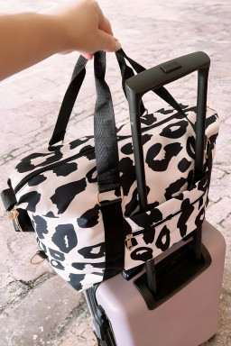 Black Leopard Print Luggage Tote Bag