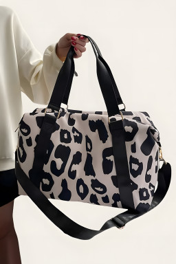 Black Leopard Print Luggage Tote Bag