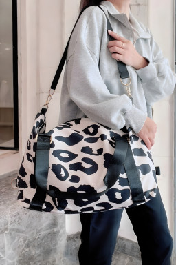 Black Leopard Print Luggage Tote Bag