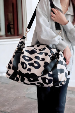 Black Leopard Print Luggage Tote Bag