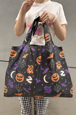 Black Goth Halloween Pumpkin Large Capacity Foldable Tote Bag