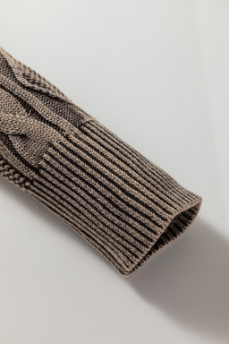 Dark Brown Cable Knit Raglan Sleeve Casual Sweater