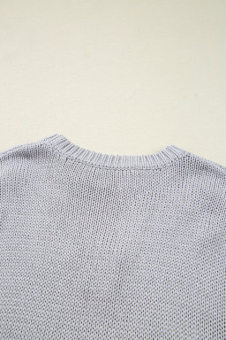 Light Grey Bowknot Applique Cap Sleeve Sweater