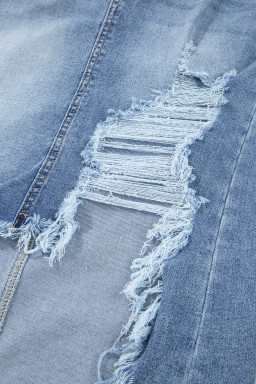 Myosotis Irregular Distressed Hem Denim Midi Skirt