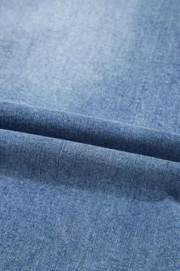 Myosotis Irregular Distressed Hem Denim Midi Skirt