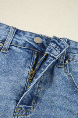 Myosotis Irregular Distressed Hem Denim Midi Skirt