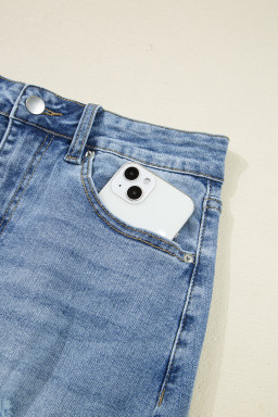 Myosotis Irregular Distressed Hem Denim Midi Skirt