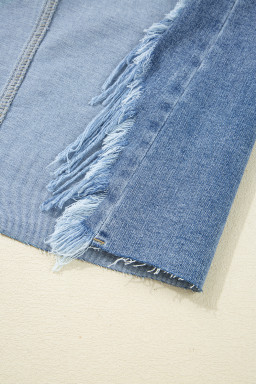 Myosotis Irregular Distressed Hem Denim Midi Skirt