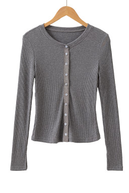 Sleet Button Down Slim Fit Ribbed Knit Cardigan