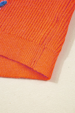 Vitality Orange Thankful for my queens Ribbed Knit Drop Shoulder Graphic Sweater