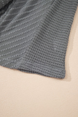 Sleet V Neck Chevron Texture Patchwork Long Sleeve Top