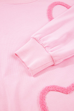 Phalaenopsis Chenille Heart Pattern Casual Pants Set