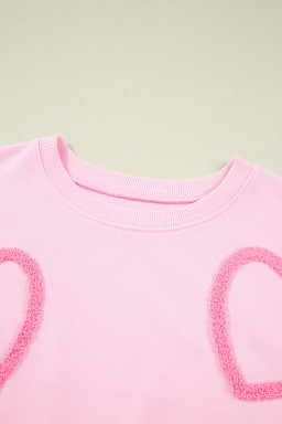 Phalaenopsis Chenille Heart Pattern Casual Pants Set