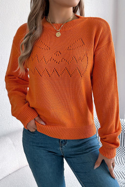 Flamingo Halloween Hollow Long Sleeve Pullover Sweater
