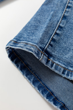 Dusk Blue High Waist Straight Leg Ankle Cropped Jeans