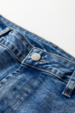 Dusk Blue High Waist Straight Leg Ankle Cropped Jeans