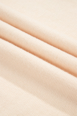 Beige Bohemian Floral Ruffle Hem Patchwork Knit Sweater