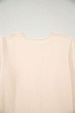 Beige Bohemian Floral Ruffle Hem Patchwork Knit Sweater