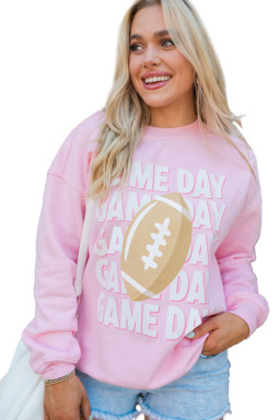 Pink GAME DAY Football Print Casual Sweatshirt